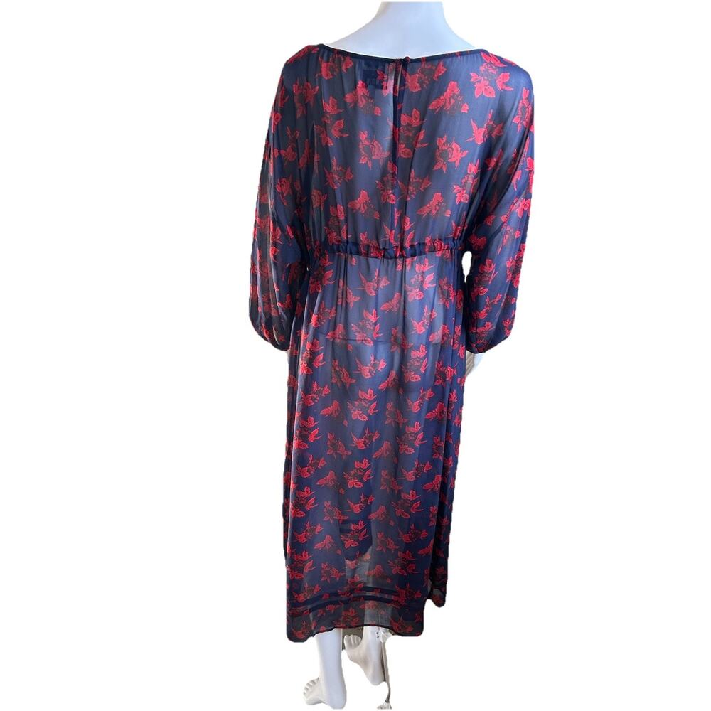 Madewell No. 6 100% Silk Floral Dress Womens 2Tie Waist Boho Midi - Picture 3 of 11